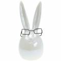 Floristik24 Easter bunny with glasses white mother-of-pearl ceramic H27cm