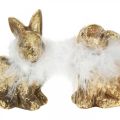 Floristik24 Gold rabbit sitting gold colored terracotta with feathers H10cm 4pcs