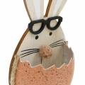 Floristik24 Wooden rabbit in an egg, spring decoration, rabbits with glasses, Easter bunnies 3pcs
