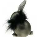 Floristik24 Bunny figure Easter decoration with feather boa silver gray 12×10×19cm