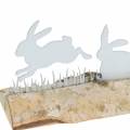 Floristik24 Rabbit family metal white on wooden base birch 25cm H9cm