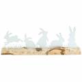 Floristik24 Rabbit family metal white on wooden base birch 25cm H9cm
