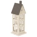 Floristik24 Metal Decorative House with Windows and Chimney 28cm Beige and Grey
