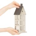 Metal Decorative House with Windows and Chimney 28cm Beige and Grey | Floristik24.co.uk