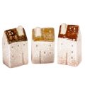 Floristik24 Decorative ceramic miniature houses set, table decoration, 9cm, 3 pieces