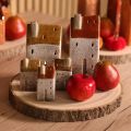 Ceramic house decoration with chimney, tealight house, autumn and winter, 13cm, 2 pieces | Floristik24.co.uk