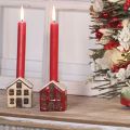 Ceramic Candle Holders Small House Design with Snow Set of 2 | Floristik24.co.uk