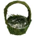 Floristik24 Handle basket moss Ø18cm H27cm green