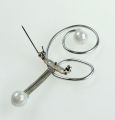 Floristik24 Wedding pin with pearls, silver 8cm 24pcs