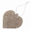 Floristik24 Glitter heart to hang champagne 6cm x 6.5cm 12pcs