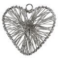 Floristik24 Heart silver 4,5cm for hanging 20pcs