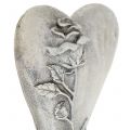 Floristik24 Heart with Rose Gray 16.5cm x 10cm 2pcs