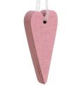 Floristik24 Heart for hanging pink, white 6,5cm x 3cm 12pcs