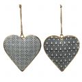 Floristik24 Heart for hanging black and white with pattern 10cm 3pcs
