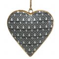 Floristik24 Heart for hanging black and white with pattern 10cm 3pcs