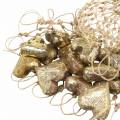 Floristik24 Hearts made of wood natural, golden, silver Mango wood 3.5–4.2cm × 3.6–4.5cm 18pcs