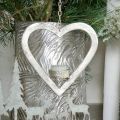 Floristik24 Tealight holder in the heart, candle decoration to hang, wedding, Advent decoration made of metal silver H17.5cm