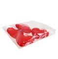 Floristik24 Hearts flocked 15cm red 4pcs