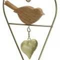 Floristik24 Decorative hearts for hanging metal with bird wood 12×18cm 2pcs