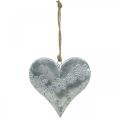Floristik24 Hearts to hang, metal decoration with embossing, Valentine&#39;s Day, spring decoration silver, white H13cm 4pcs