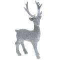 Floristik24 Deco figure deer silver glitter 25cm x 12cm