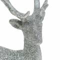 Floristik24 Deco figure deer silver glitter 25cm x 12cm