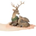 Deer Family Figurine with Snow, Plastic, 17cm, Brown-Green-White, Indoor Winter Decoration | Floristik24.co.uk