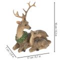 Deer Family Figurine with Snow, Plastic, 17cm, Brown-Green-White, Indoor Winter Decoration | Floristik24.co.uk