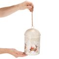 Metal Christmas Bell with Reindeer Design, 26cm, White and Gold | Floristik24.co.uk