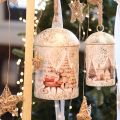 Metal Christmas Bell with Reindeer Design, 26cm, White and Gold | Floristik24.co.uk