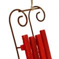 Floristik24 Wooden sled to hang red 12cm x 4.5cm x 3.5cm 6pcs