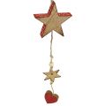 Floristik24 Wooden Hanger Star and Angel Nature / Red 48cm 4pcs