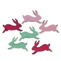 Floristik24 Wooden rabbit assorted colors as a scatter decoration 5cm 24pcs