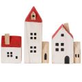 Deko Wooden House Set Red and White Multi-Part Winter Decoration 13 cm 6 pcs | Floristik24.co.uk