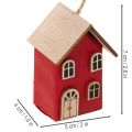 Set of 6 Hanging Wooden Houses, Scandinavian Style, Red/Natural, 7cm | Floristik24.co.uk