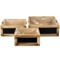 Floristik24 Set of 3 Wooden Crates with Chalkboard and Inserts – 30cm