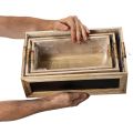 Set of 3 Wooden Crates with Blackboard Panels and Plastic Lining, 36 cm | Floristik24.co.uk