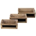 Set of 3 Wooden Crates with Blackboard Panels and Plastic Lining, 36 cm | Floristik24.co.uk