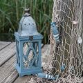 Floristik24 Wooden lantern with metal decoration, decorative lantern for hanging, garden decoration blue-silver H51cm