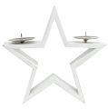 Floristik24 Wooden star with 2x candle holder white