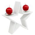 Floristik24 Wooden star with 2x candle holder white