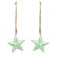 Floristik24 Wooden Stars for hanging Light green 7,5cm 4pcs