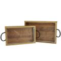 Floristik24 Wooden tray rustic tray with handles wood 40/35cm set of 2