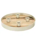 Floristik24 Candle Holder for Four Taper Candles Round Wooden Tray 25cm