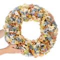 Künstlicher Hydrangea-Kranz, bunt, 55 cm, Kunststoff und künstlicher Seidenstoff, Tür- und Wanddekoration | Floristik24.co.uk
