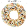 Künstlicher Hydrangea-Kranz, bunt, 55 cm, Kunststoff und künstlicher Seidenstoff, Tür- und Wanddekoration | Floristik24.co.uk