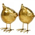 Floristik24 Deco chicken Easter decoration figure golden round, H10 cm 2pcs