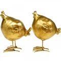 Floristik24 Deco chicken Easter decoration figure golden round, H10 cm 2pcs