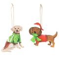 Floristik24 Christmas Dog Ornaments, Set of 2, Metal, 12cm - Dog with Scarf & Hat