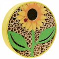 Floristik24 Insect Hotel Round Wooden Insect House Yellow Sunflower Ø25cm